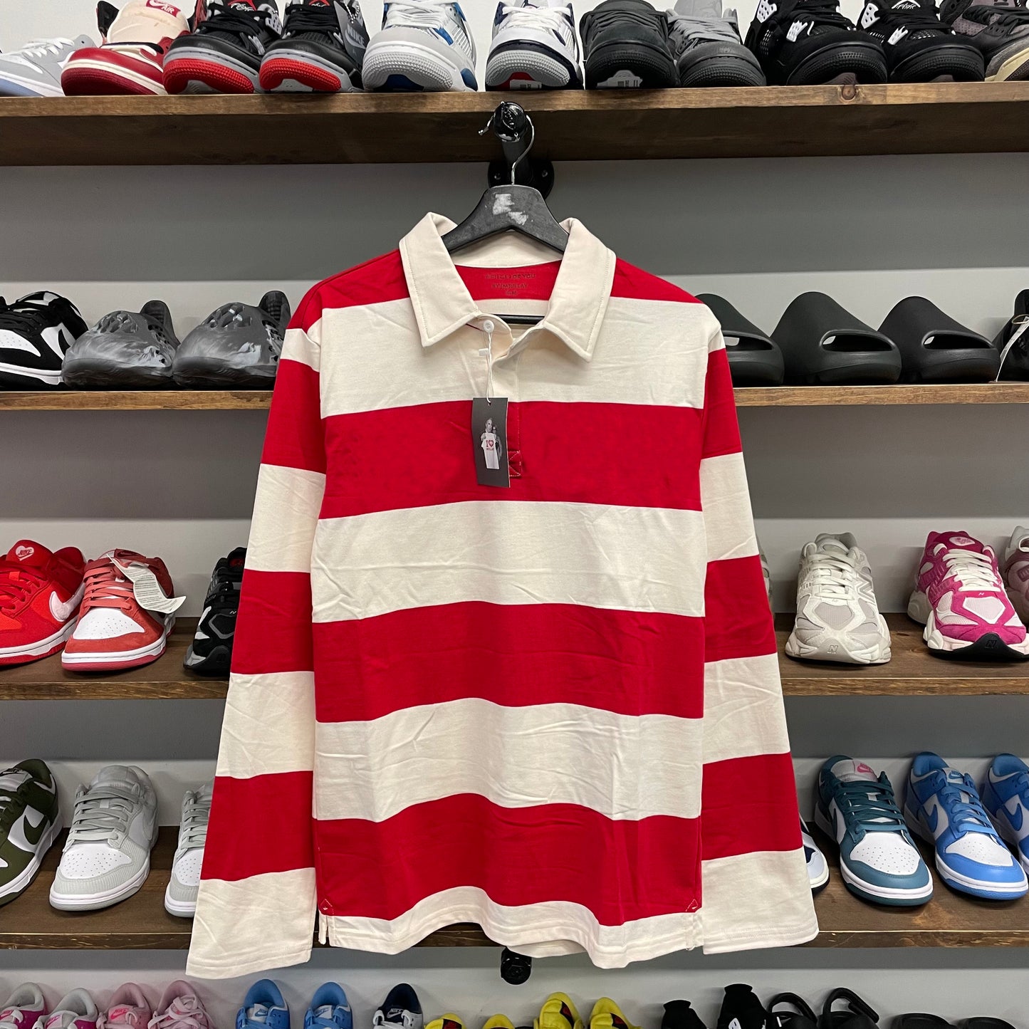 By Mullay Men's Striped Rugby Blank - Red/White