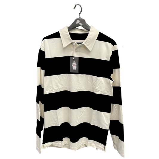 By Mullay Men's Striped Rugby Blank - Black/White