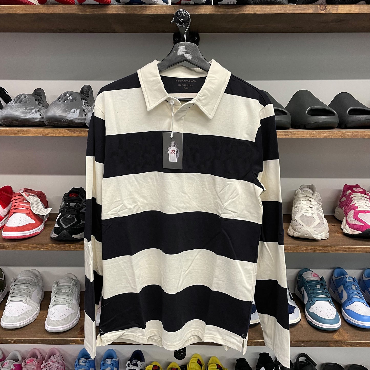 By Mullay Men's Striped Rugby Blank - Black/White