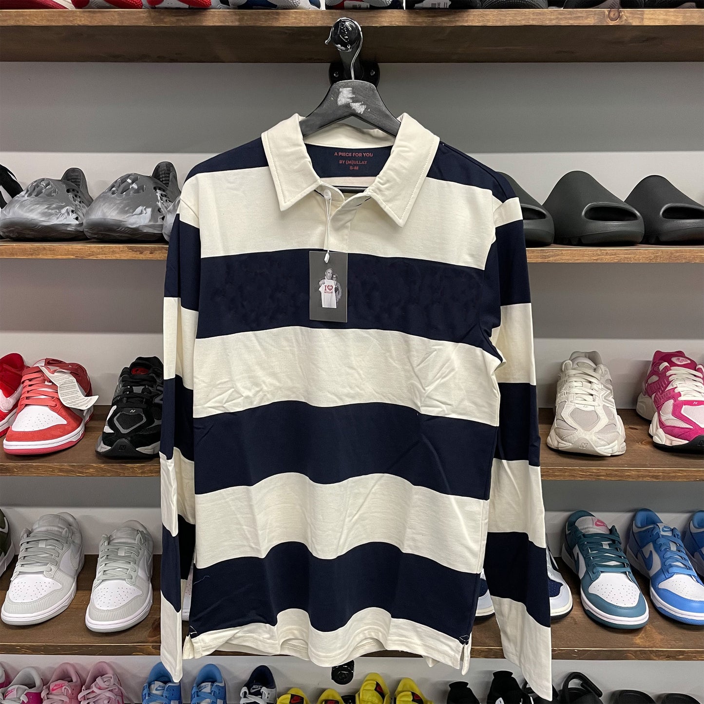 By Mullay Men's Striped Rugby Blank - Blue/White